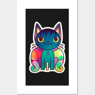 Cat cut fullcolor sticker styles Galaxy Posters and Art